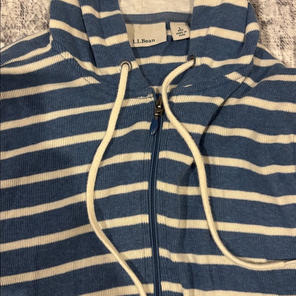 L.L. Bean Striped 100% Cotton Full Zip Jacket with Hood - Picture 2 of 6